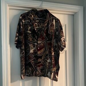 Forever 21 Black and Red Casual Button Down Shirt